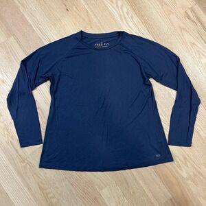 Free Fly Shirt Women's Size L Blue Long Sleeve Performance Bamboo Lightweight